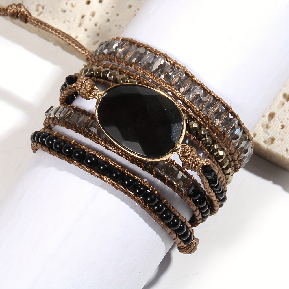 Bohemian Style Stone Beaded Bracelet Adjustable Wrap